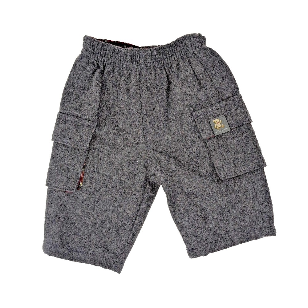 The Childrens Place Baby Wool Blend Cargo Pants Grey Plaid Lined 0-3 Months